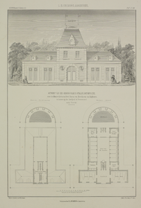 206287 Ontwerp van een stalgebouw annex koetshuis op het terrein van kasteel Beverweerd bij Werkhoven. Boven: de ...